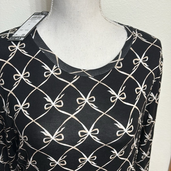 NWT Vero Moda Black Alberte Cilia Bow Top Long Sleeve Size XL - Picture 2 of 12